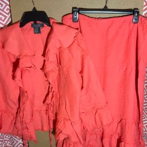 Jamie Nicole women’s orange 2 piece skirt set (size 2X)